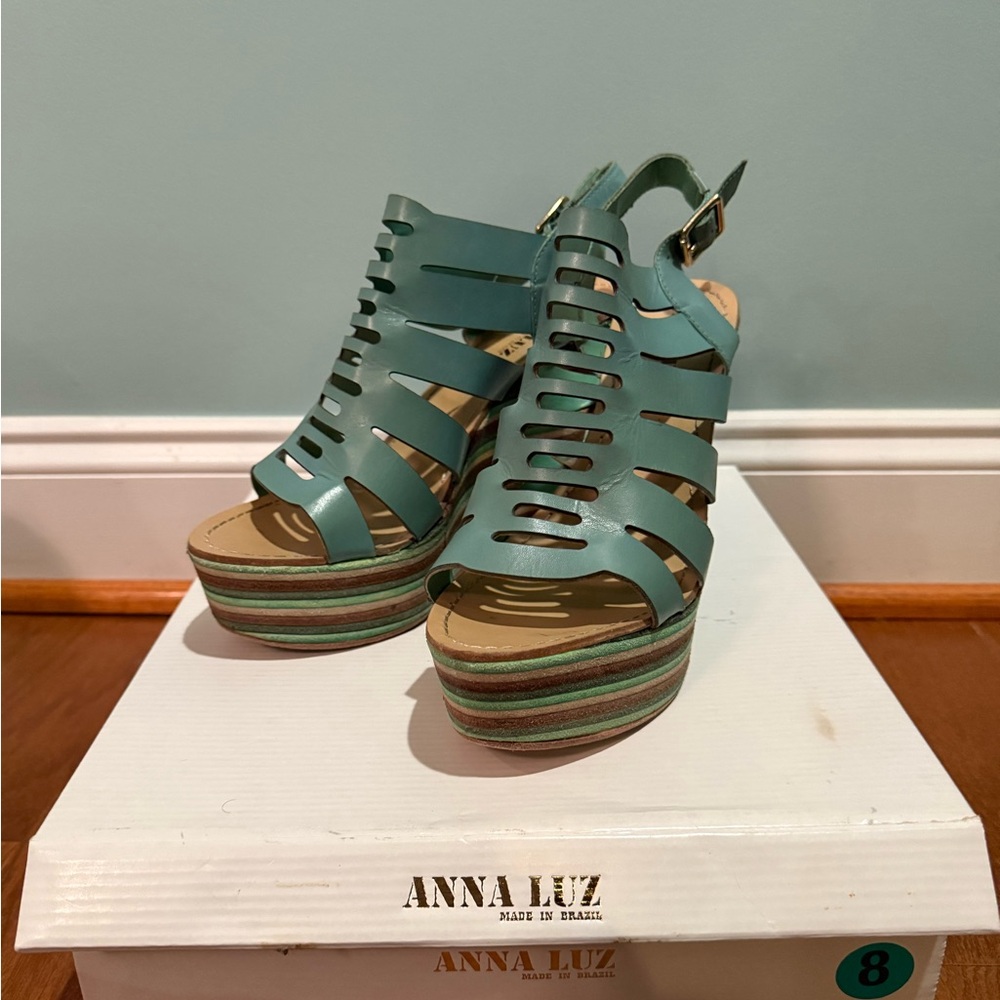 Anna Luz Mint Green Women's Teal Platform Sandals